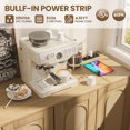thumbnail image 4 of Buffet Cabinet with Charging Station, 47.4" Farmhouse Sideboard with Rattan Doors and Adjustable Shelves for Kitchen, Living Room, and Hallway, 4 of 8