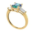 thumbnail image 2 of 1.62 ct Square Emerald Cut Blue Moissanite Three-Stone Engagement Ring for Women in 18K Yellow Gold, 2 of 5