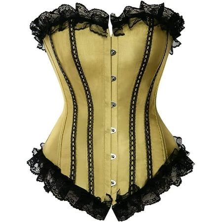 

QWZNDZGR Plus Size Corsets for Women Floral Overbust Corset Top Bustier Lingeire