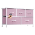 thumbnail image 6 of DEXTRUS 5 Drawers Wide Storage Fabric Dresser with Sturdy Steel Frame for Bedroom, Living Room fot Adult, Pink, 6 of 6