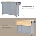 thumbnail image 4 of AENKYO 52.7'' Kitchen Island Cart with Drop Leaf, Rolling Kitchen Storage Cart with 3 Drawers, Grey Blue, 4 of 9