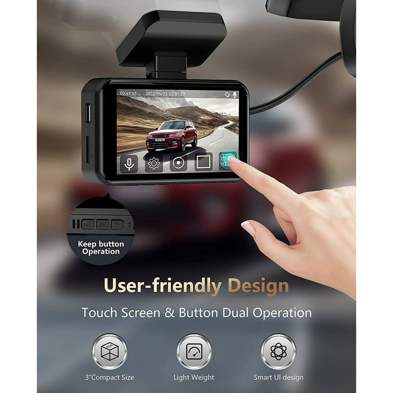 Dash Cam Front 4K and Rear 1080P Ussunny Dual Dash Camera for Cars with  3-inch Touchscreen, WDR, Night Vision, GPS, 170°Wide Angle Dashboard Camera