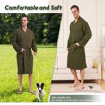thumbnail image 3 of FashGudim Mens Lightweight Waffle Knit Robe Soft Kimono Spa Bathrobes Knee Length Summer Robes (Army Green,S/M), 3 of 6