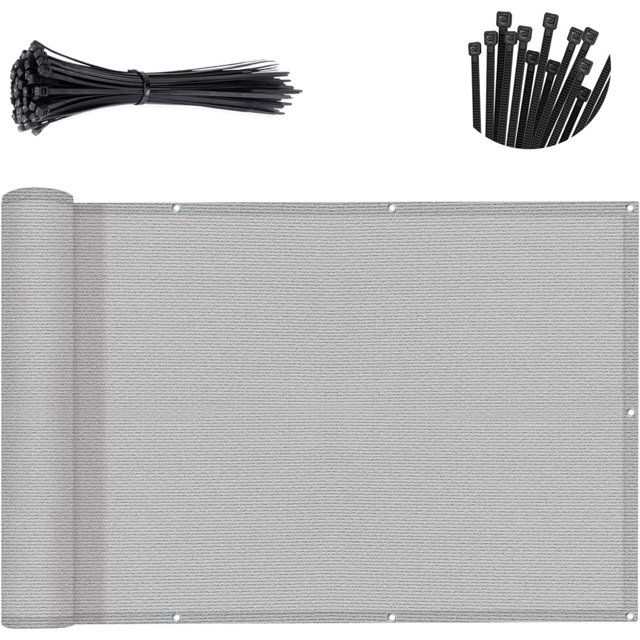 Sunny Guard 3'X10' Light Grey Balcony Deck Privacy Screen Fence Apartments Railing Screen Heavy Duty Wind Screen For Outdoor Deck Backyard Patio Privacy(We Make Custom Sizes)