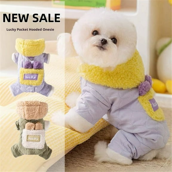 Autumn Winter Clothes 4 Legs Dog Hoodie with Pocket,Cold Weather Warm Coat pet Jumpsuit Cute Suitable for Small Dogs Shih Tzu, Bichon Frise,Schnauzer,Toy Poodle Teddy