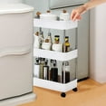 thumbnail image 6 of 3-Tier Slim Rolling Cart - Narrow Storage Organizer with Wheels for Kitchen, Bathroom, Office, Laundry Room Organization, Mobile Utility Cart with Slide-Out Shelves, White, 6 of 7