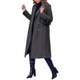 thumbnail image 4 of Fall Winter Women Solid Color Long Sleeve Double Breasted Casual Lapel Long Trench Coat, 4 of 6