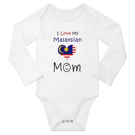

I Love My Malaysian Mom Baby Long Slevve Romper Bodysuit (White 3-6 Months)