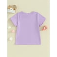 thumbnail image 3 of Kids Girls Summer Birthday T-Shirt LetterLeopard Print Short Sleeve Round Neck Graphic Tops, 3 of 8