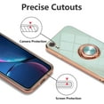 thumbnail image 4 of Electroplated Magnetic Ring Holder Case for iPhone XR, 360 Degree with Rotation Metal Finger Ring Holder Magnet Car Holder Soft Silicone Shockproof Cover for iPhone XR - Mint Green, 4 of 14