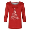 thumbnail image 5 of Fznquz Red Blouses for Women Casual Fall Casual 3/4 Sleeve Winter T Shirt 2025 Christmas Trendy Women's Fashion,XXL, 5 of 5