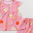 thumbnail image 4 of KPOPLK Toddler Girl Clothes Summer Kids Cute Print Outfits Ruffle Tee Tops Shorts 2-Piece Set 6 Months - 14 Years Size 2-3 Years,Light Pink, 4 of 4