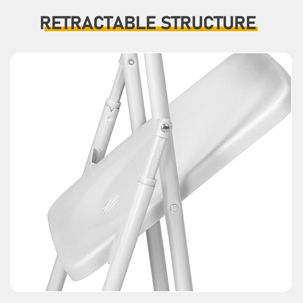 Alvantor 10 Pack Stackable Plastic Folding Chairs, Iron Frame, 280 lb Capacity for Parties, Weddings and Events, White