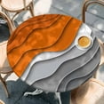 thumbnail image 3 of Orange Grey Ombre Fitted Tablecloth with Elastic Edged, Round Table Cloth for Dining Table, Modern Geometric Abstract Aesthetics Cream Waterproof Oil Proof Table Cover for Indoor Outdoor 45"-54", 3 of 9
