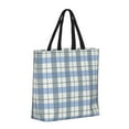 thumbnail image 2 of ZNDUO Blue Plaid Lines Pattern Large Tote Bag, Zipper Lightweight Beach Tote, 2 of 8