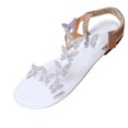 thumbnail image 2 of Viluyesy Womens Flat Sandals, Shiny Rhinestone Wide Width Open Toe Fashion Casual Beach Shoes White US7, 2 of 6