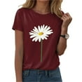 thumbnail image 4 of vigerkar Summer T Shirts for Women Cute Daisy Graphic Short Sleeve Top Vintage Printed Basic Crewneck Casual Tee , XL, 4 of 6