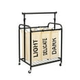 thumbnail image 3 of Oceanstar 3-Bag Rolling Metal Laundry Sorter with Adjustable Hanging Bar, White Color, 28 L x 18.12 W x 41 H inches, Age Group Adult, TLS1385-HG-WHITE, 3 of 6