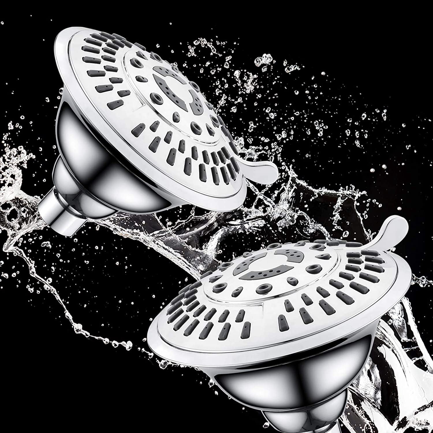 BRIGHT SHOWERS Shower Head High Pressure Rain Showerhead 5 Spray Setting Fixed Shower Head Angle Adjustable Bathroom Showerhead, Chrome