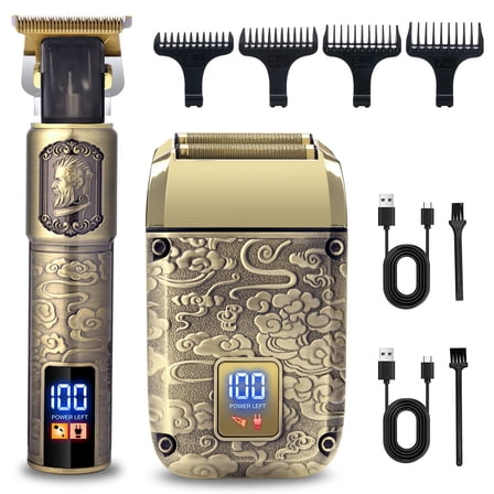 Hatteker Foil Shaver & Hair Trimmer Kit for Men - Hair Clipper Cordless Head & Beard Grooming Set