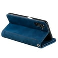 thumbnail image 6 of Wallet Case Compatible with Samsung Galaxy S25, Card Holder and Wrist Strap, Durable Faux Leather Magnetic Closure Flip Cover with Zipper Pocket, for Samsung Galaxy S25, Darkblue, 6 of 9