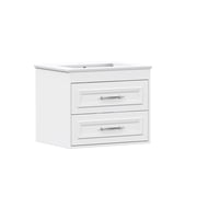 ELECWISH 24 White Single Bathroom Vanity Set - Floating Wall Mounted Cabinet, Modern Style Vanity Combo (Faucet Not Included)