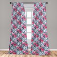 thumbnail image 4 of Ambesonne Floral Curtains, Roses Watercolor Botanical, Pair of 28"x84", Dark Pink and Sky Blue, 4 of 5