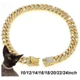 thumbnail image 1 of Collar De Cadena Para Perro Con Eslabones Cubanos Dorados, 1 of 8