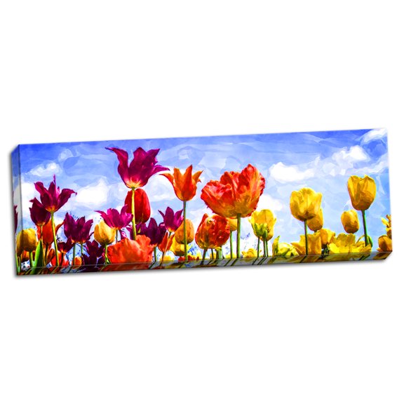 Gango Home Decor Contemporary Tulips in the Sun II by Alan Hausenflock (Ready to Hang); One 36x12in Hand-Stretched Canvas