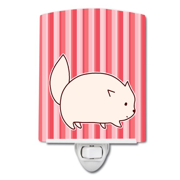 Caroline's Treasures BB6855CNL Cat Pink Stripes Ceramic Night Light, 6x4x3", multicolor