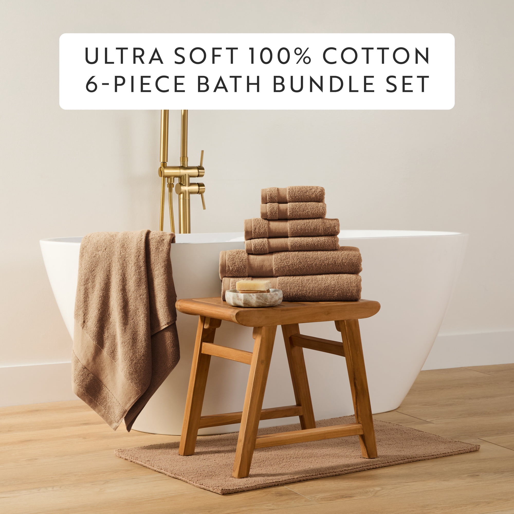 Noble Linens 6 Piece Essential Cotton Bath Towel Set