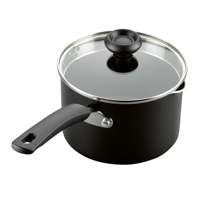 Perol colador con tapa 2.8L Farberware Easy Clean. Antiadherente. Aluminio. Negro
