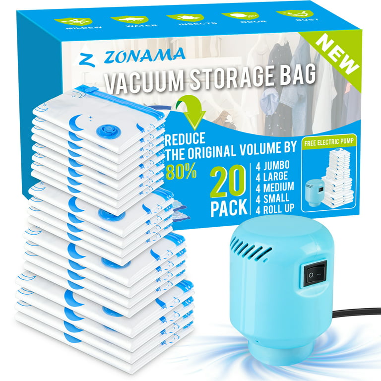 6 Pack Medium Vacuum Storage Bags (28x18), Reusable Vacuum Sealer  Compression Space Saver Bag for Clothes, Mattress, Blanket, Duvets,  Pillows