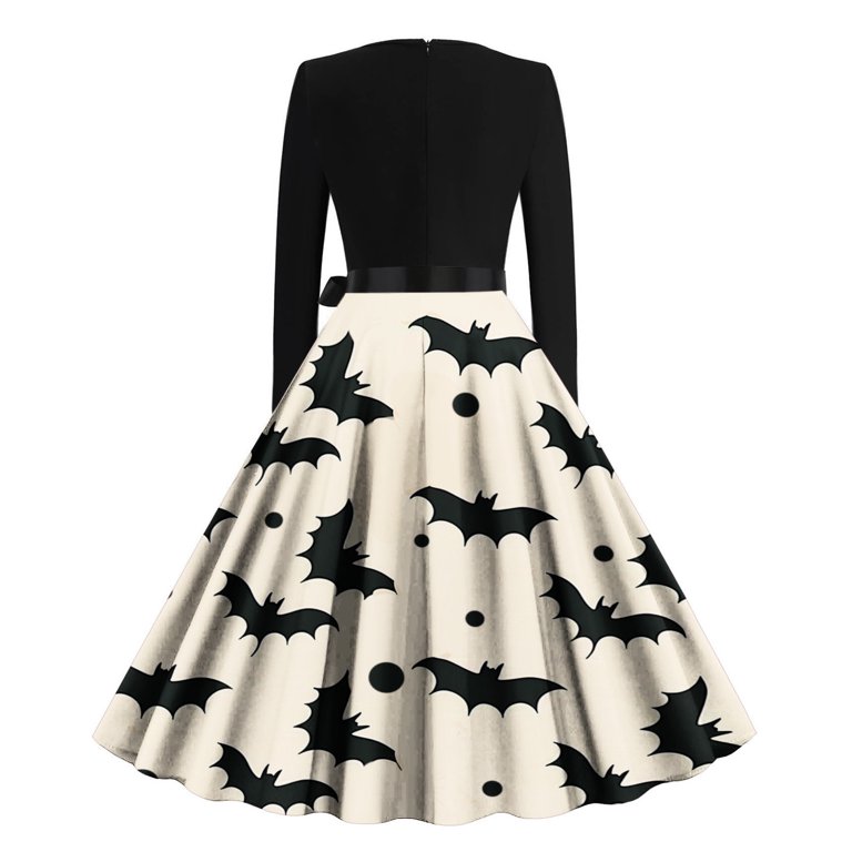 Hvot&aat Halloween Dress for Women Vintage Fit and Flare Long Sleeve Dresses Cocktail Swing Dress Skeleton Pumpkin Printed Party Costume - Walmart.com Hvot&aat Halloween Dress for Women Vintage Fit and Flare Long Sleeve Dresses Cocktail Swing Dress Skeleton Pumpkin Printed Party Costume - Walmart.com