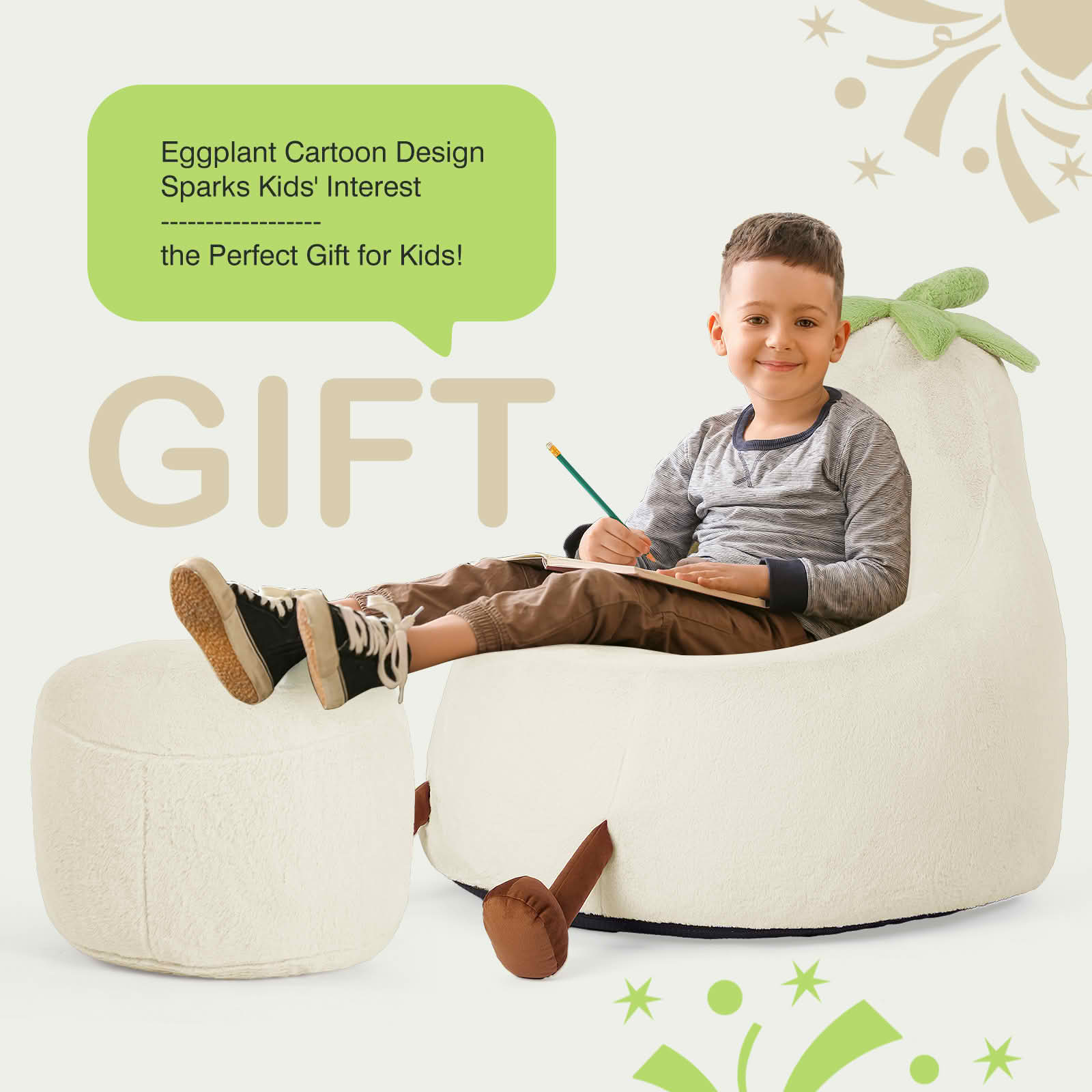 MAYEERTY Toddler Children's Bean Bag Chair Artificial Rabbit Fur Cover Teenager Filled Sofa