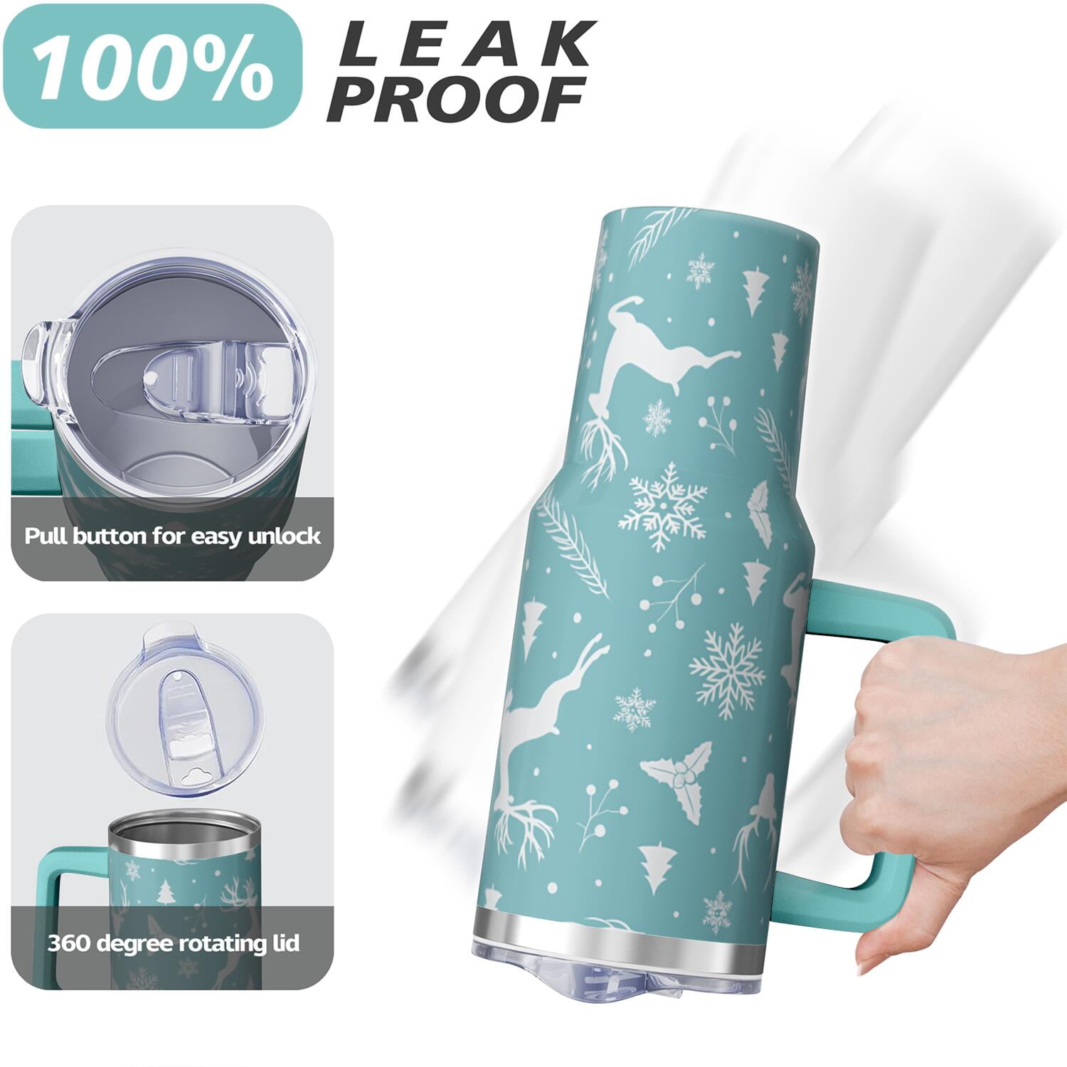 1pc 40 oz Christmas Tumbler with Lid and Straw Stainless steel Insulated tumblers Cute water bottle Travel/Gym coffee tumbler Gifts for Women/men