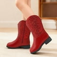 thumbnail image 4 of Kids Western Boots Girls Cowgirl Boots Unisex-Child Mid Calf Glitter Toddler Cowboy Boot Little Big Kids Western Riding Shoes, 4 of 5