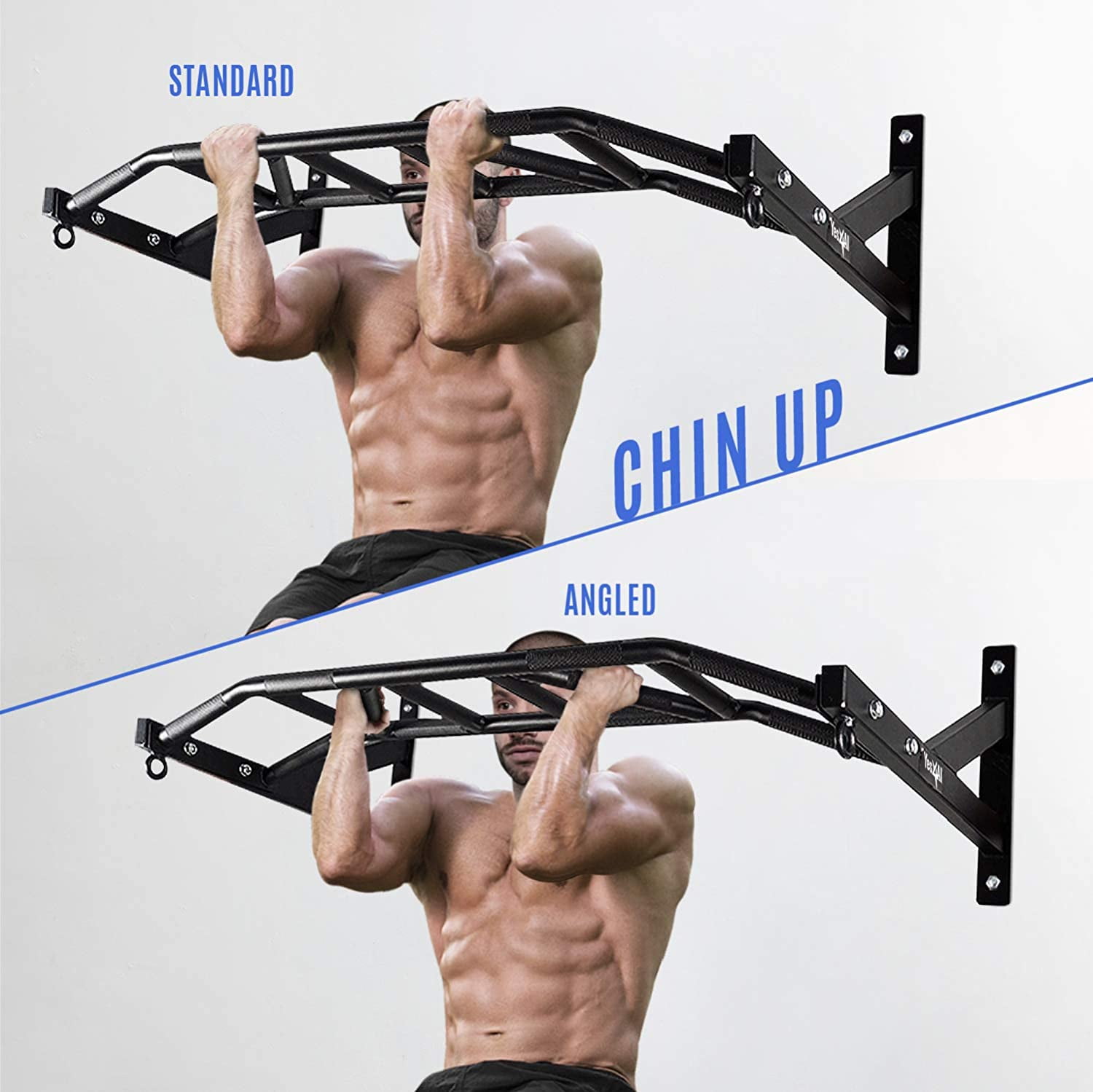 Yes4All Multi Grip Wall Mount Chin Up Bar, Black, Single