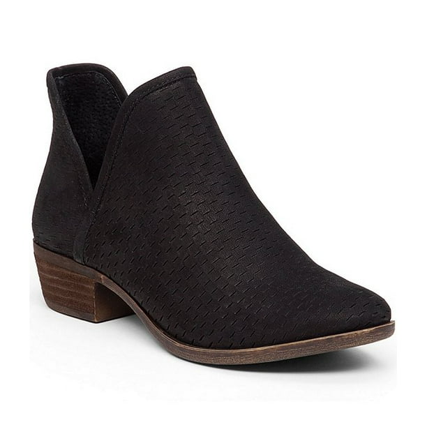 Lucky Brand - Lucky Brand Bashina Black Suede Leather Block Heel Low ...