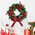 thumbnail image 4 of Jienlioq Christmas Clearance Christmas Berry Rattan Wreath - Red Simulated Leaves Door Hanging Decoration with Velvet Bow for Farmhouse Porch (24 Inch), 4 of 6
