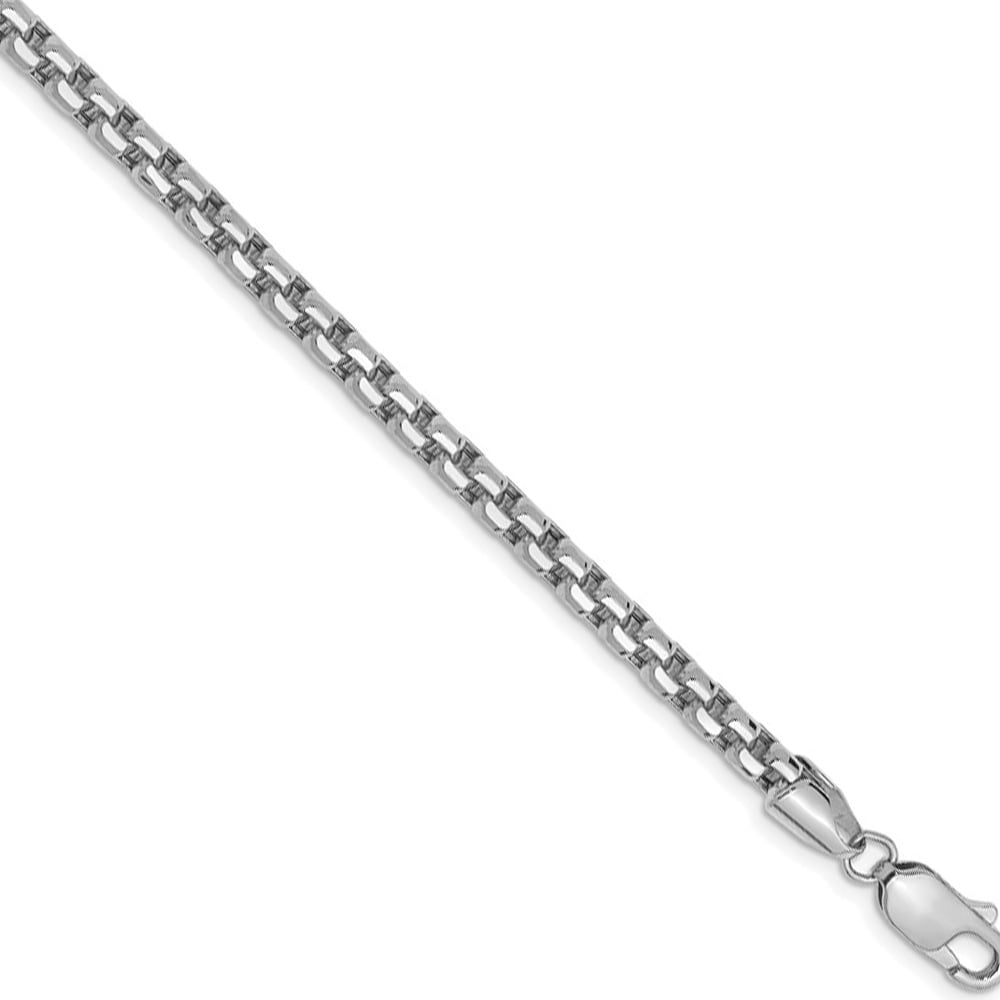 Black Bow Jewelry 0.8mm 10k White Gold Classic Box Chain Necklace