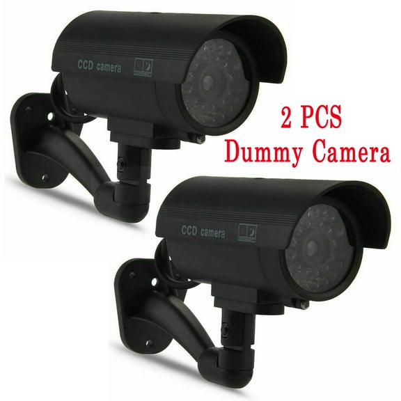 SAYFUT 2 PCS Fake Security Camera Dummy CCTV with Blinking Red LED Warning Light Outdoor and Indoor Use for Homes & Business