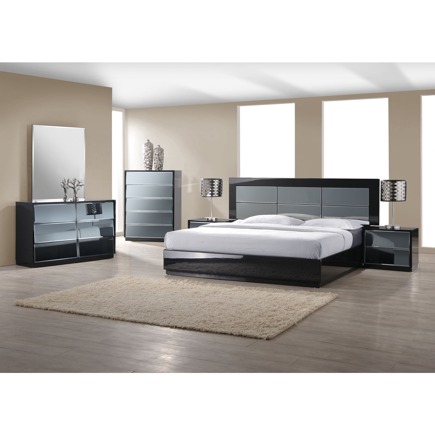 Chintaly Contemporary King Size Bed - Walmart.com