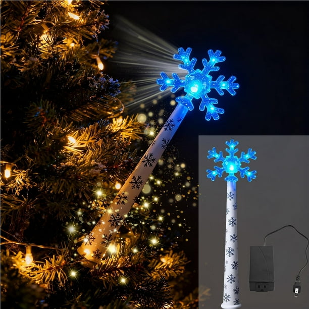 Varita de control de luces para árbol de Navidad | Estrella brillante con rayas rojas y blancas | Decoración LED festiva para escritorio y portátil | Regalo navideño para decoradores navideños