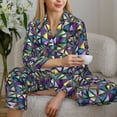 thumbnail image 6 of Sikiie Purple-Gold Triangles Pajamas for Women Set, Womens Pajama Sets, Lounge Sets for Women, 2pjs for Women-Large, 6 of 7