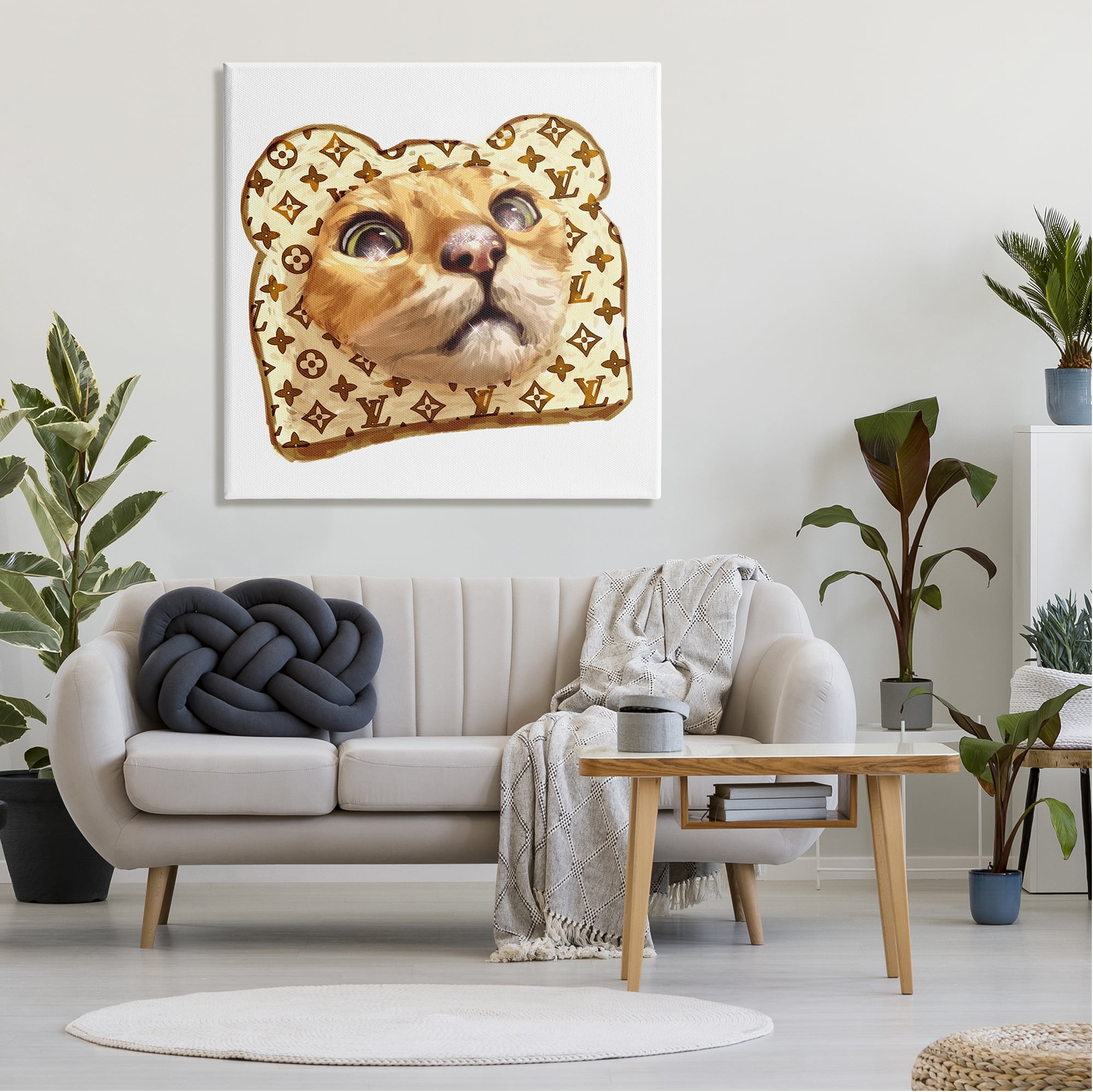 Stupell Industries Cat Face Bread Toast Glam Fashion Motif Pattern Graphic Art Gallery Wrapped Canvas Print Wall Art, Design by Ziwei Li