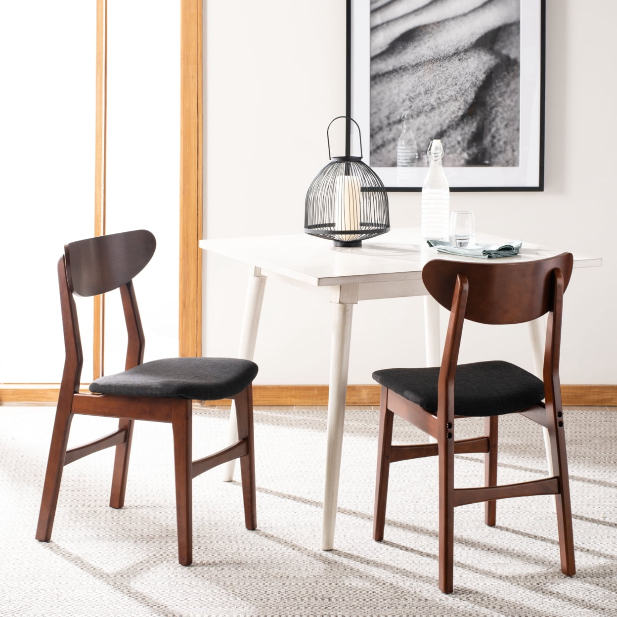 SAFAVIEH Lucca Retro Farmhouse Dining Chair, Cherry/Black, Set of 2