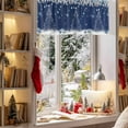 thumbnail image 3 of Christmas Tree Navy Ball Valance Curtain for Windows White Pine Branch Winter Snowflakes Dark Blue Curtain Valances Short Window Treatments Panels for Kitchen Bathroom Laundry Room 42 x 18 Inch, 3 of 7