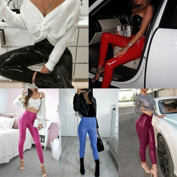 Cream & Co. Women's Cream Faux Leather Leggings Pants Slim Fit Skinny :  : Fashion