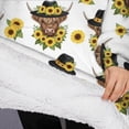 thumbnail image 3 of Oversized Wearable Blanket Hoodie,White Highland Cow Sunflower Hat Pattern Sherpa Blanket Hoodie with Super Pockets,Super Warm Fuzzy Pullover for Women & Men, 3 of 6